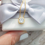 Round diamond stainless necklace